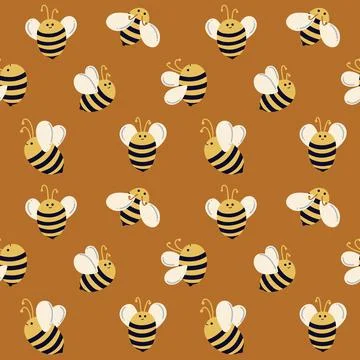 Seamless summer pattern with bees. Honey pattern Stock Illustration