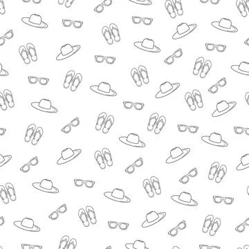 Seamless summer pattern from the contours of sea voyage Stock Illustration