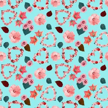 Seamless summer pattern with different colors. Square cropping 写真素材