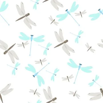 Seamless summer pattern with dragonflies Stock Illustration