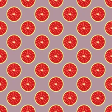 Seamless summer pattern with grapefruit on purple background. Stock Illustration