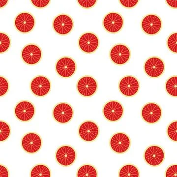 Seamless summer pattern with grapefruit on white background. Stock Illustration
