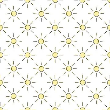Seamless summer pattern with hand drawn sun. Illustration for cards, posters, Stock Illustration