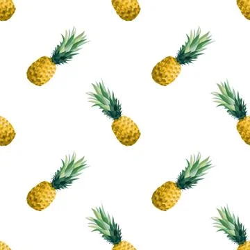 Seamless summer pattern with pineapples. Vector illustration, botanical Stock Illustration
