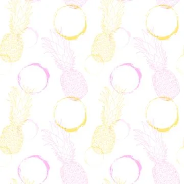 Seamless summer pattern with pineapples. Vector illustration, botanical Stock Illustration