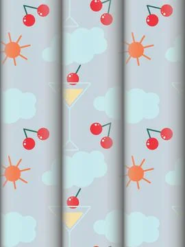 Seamless summer pattern in trendy colors with summer elements. Background イラスト素材