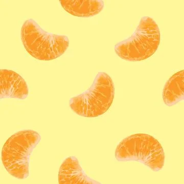 Seamless summer pattern with watercolor orange slices. Stock Illustration