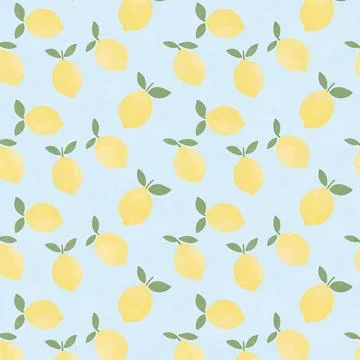 Seamless Summer Pattern with Yellow Lemons and Green Leaves Stock-Illustration
