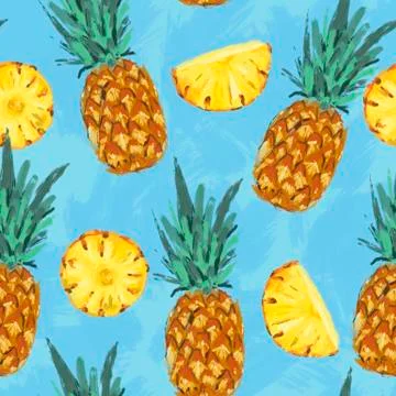 Seamless summer pineapple abstract pattern Stock Illustration