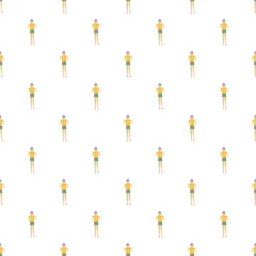 Seamless summer swimmer pattern with yellow sports design 库存插图