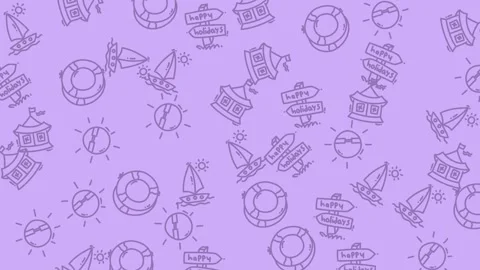 Seamless Summer Vacation Pattern Background with Nautical Elements. Stock Footage 320160326