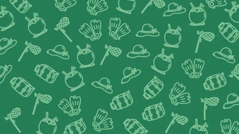 Seamless Summer Vacation Pattern with Tropical Beach Elements Video stock 338315032