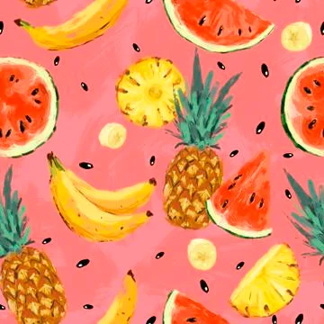Seamless summer watermelon abstract pattern Stock Illustration