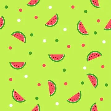 Seamless Summer Watermelon background. Green Background. Stock Illustration