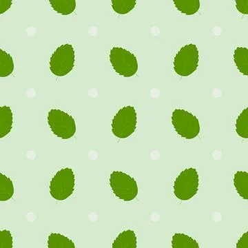 Seamless summerl pattern with green mint leaves Stock Illustration