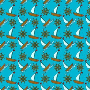 Seamless Summertime Nautical Pattern Stockillustratie