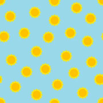 Seamless sun pattern. Cute yellow sun background Stock Illustration