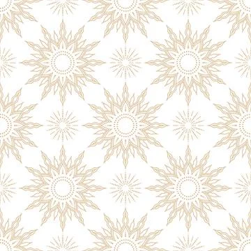 Seamless  sun pattern on a white background, featuring intricate rays and d.. Stock Illustration