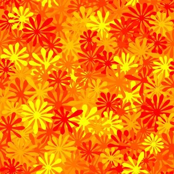Seamless sunfire colored leaf pattern texture. Vector summer textile print 스톡 일러스트