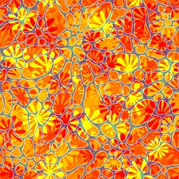 Seamless sunfire colored leaf pattern texture. Vector summer textile print イラスト素材