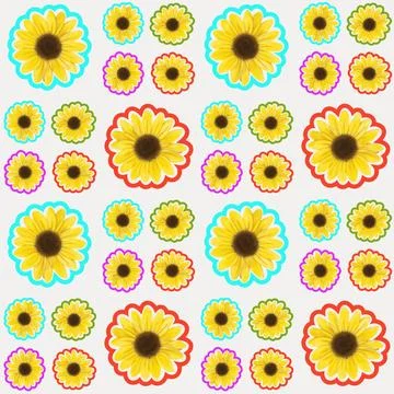 Seamless sunflower design pattern for background and backdrop. 库存插图