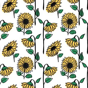 Seamless sunflower pattern isolated vector illustration. Flower background. Stock-Illustration