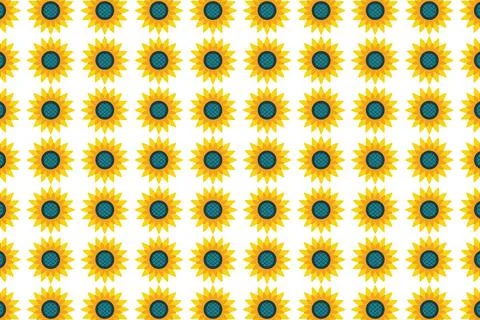 Seamless Sunflower Pattern Vector Illustration on White Background for Design Stock Illustration