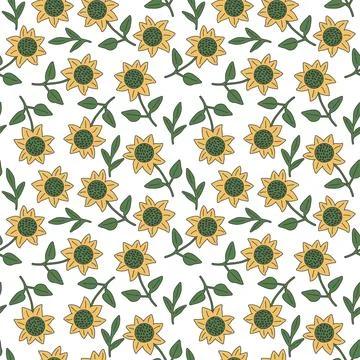 Seamless sunflowers pattern Stock Illustration