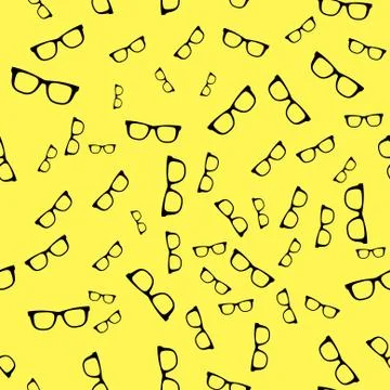 Seamless sunglass pattern on yellow background Stock Illustration