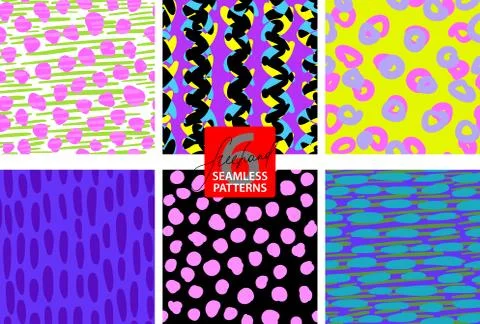 Seamless super bright youth patterns drawn by hand Stock Illustration