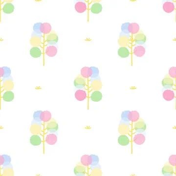 Seamless sweet candy cute tree pattern background Stock Illustration