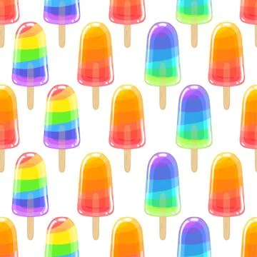 Seamless sweet cool pattern with colorful choc. Rainbow eskimo. Stock Illustration