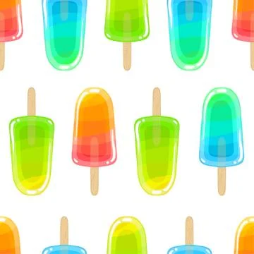Seamless sweet cool pattern with colorful choc. Rainbow eskimo. Stock Illustration