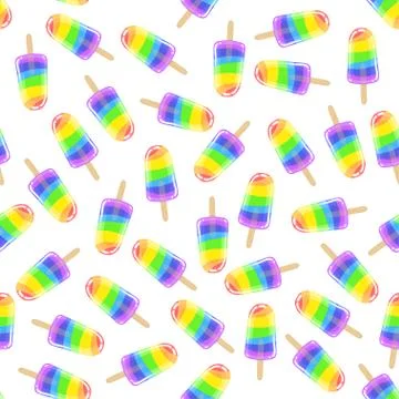 Seamless sweet cool pattern with colorful choc. Rainbow eskimo. Stock Illustration