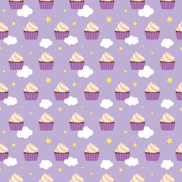 Seamless Sweet Cupcakes Pattern Stock Illustration