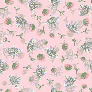 Seamless sweet tiny leaves and flowers background , greeting card or fabric Stock Illustration