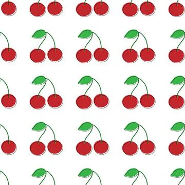 Seamless sweet vector cherry pattern, can be used like wallpaper, greeting ca Stock Illustration