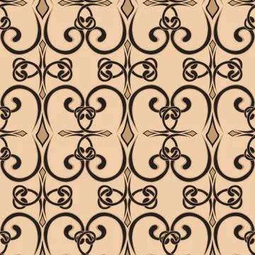 Seamless swirl pattern. In simple style. Vector. Endless curl ornament. Sketc Stock Illustration