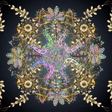 Seamless swirl pattern. Vector. Sketch, doodle, scribble on black, blue colors. Stock Illustration