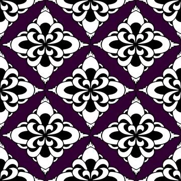 Seamless symmetrical pattern of abstract black and white geometric shapes Illustrazione stock