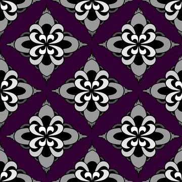 Seamless symmetrical pattern of abstract gray geometric shapes Stock Illustration