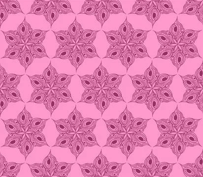 Seamless symmetrical pattern of abstract magenta graphic elements Illustrazione stock