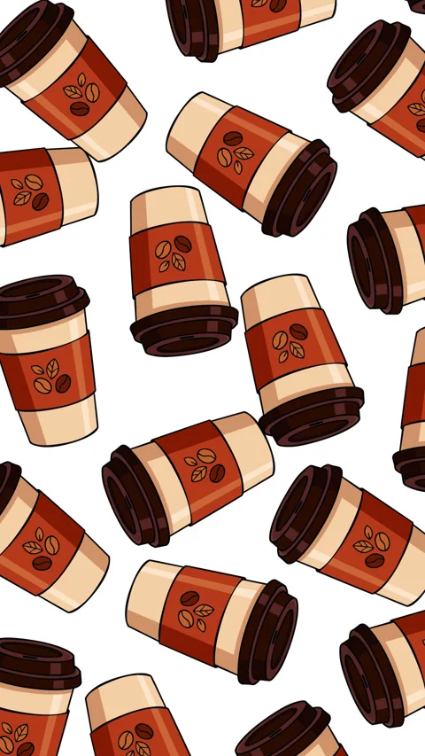 Seamless Takeaway Coffee Cup Pattern Background for Cafe and Beverage Conten Stock Footage 345686166