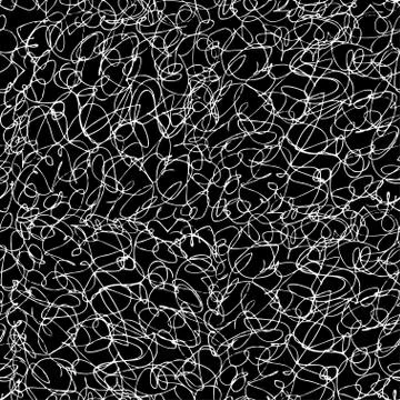 Seamless tangled lines. Connected lines black and white background. Stock Illustration