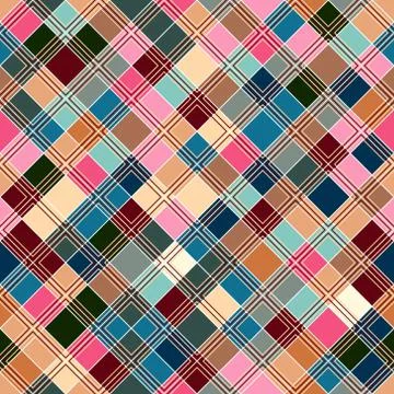 Seamless tartan pattern. Checkered pastel pink blue beige texture for clothing Illustrazione stock