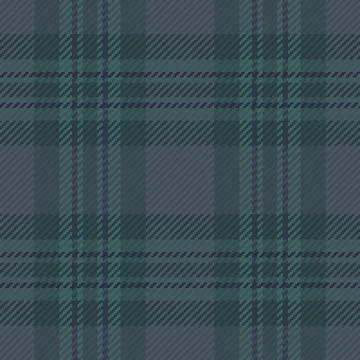 This seamless tartan pattern features a sophisticated dark teal and grey plai Stock Illustration