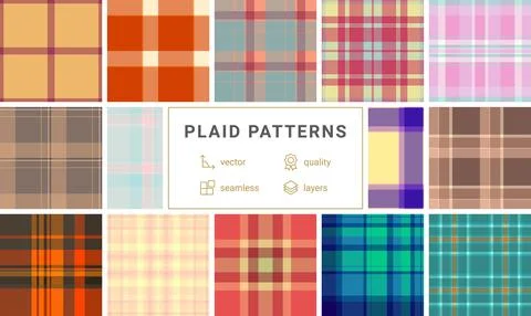 Seamless tartan pattern pack inspired by Scottish clans. Vector designs per.. Illustrazione stock