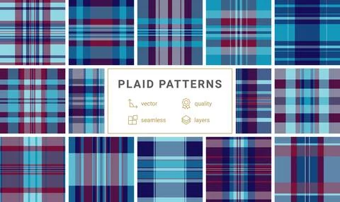 Seamless tartan pattern with striking light blue, navy, and maroon stripes... Stock Illustration