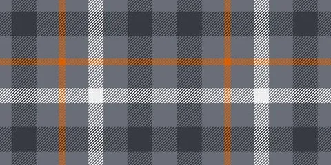A seamless tartan plaid pattern in bold grey tones with striking orange and w Stock Illustration