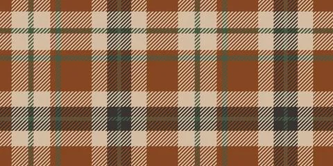 A seamless tartan plaid pattern in brown, beige, and green tones with black a Stock Illustration